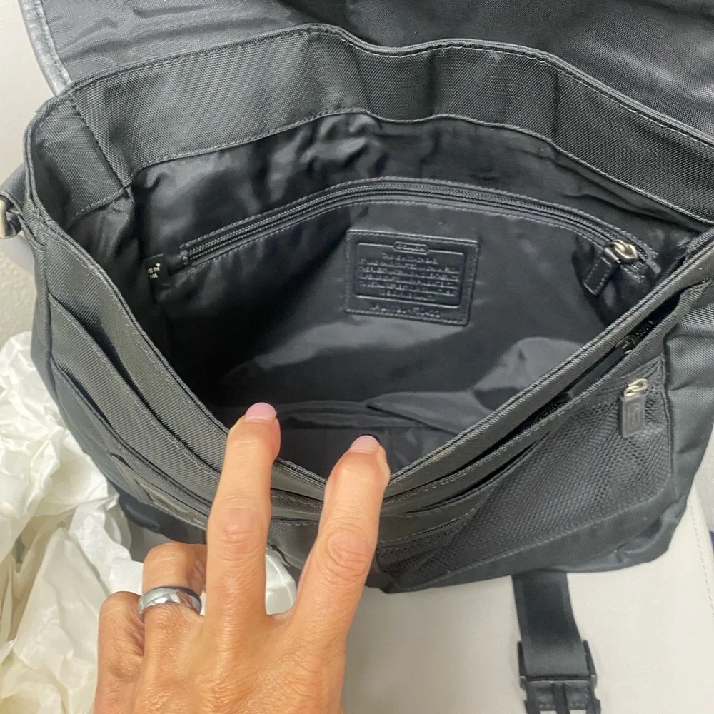 Coach Voyager Black Messenger Bag/ Travel Bag With Silver Accents - NWOT